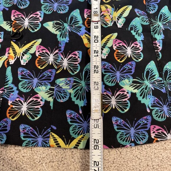2 Divine Stretch Scrub Top Size M Multicolor Butterflies Pockets Medical Dental - Picture 12 of 12